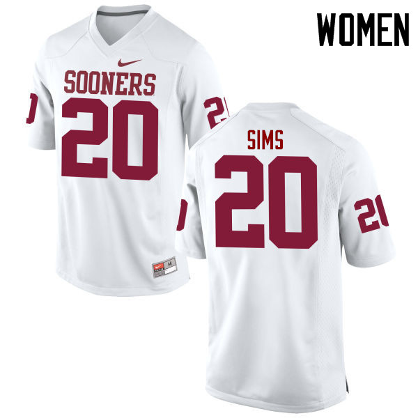 Women Oklahoma Sooners #20 Billy Sims College Football Jerseys Game-White - Click Image to Close